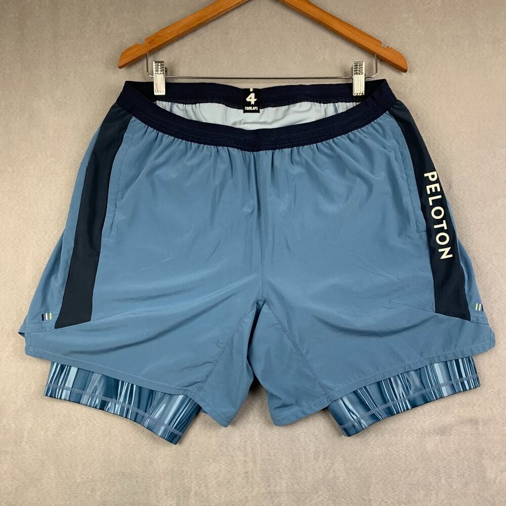 4 Fourlaps Peloton Men Shorts XL Blue Command Compression Liner Training Stretch